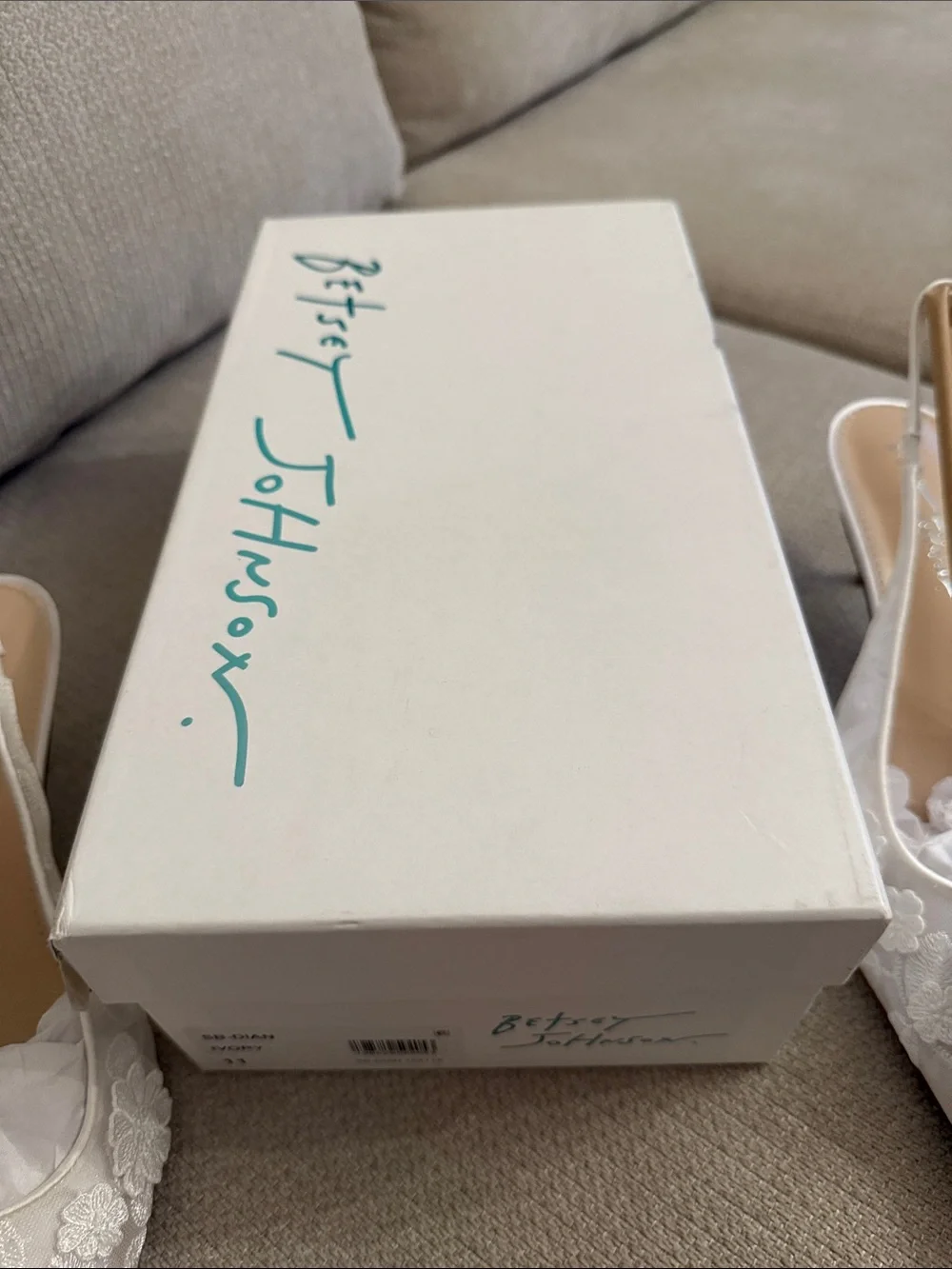 Wedding Ivory Floral Embellished Slingback Pumps - Something Blue. Betsy Johnson